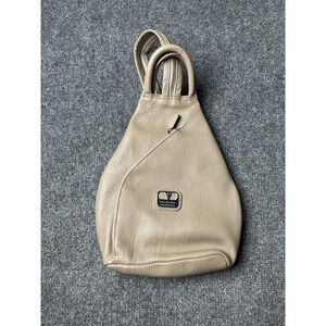 Womens Leather Valentina Beige Backpack Shoulder Bag Made in Italy Size One Size